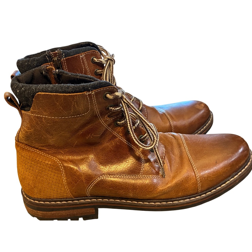 Crevo Hammersmith Boots Mens 12 Chestnut Leather Side Zip Cap Toe CV 1663-225
